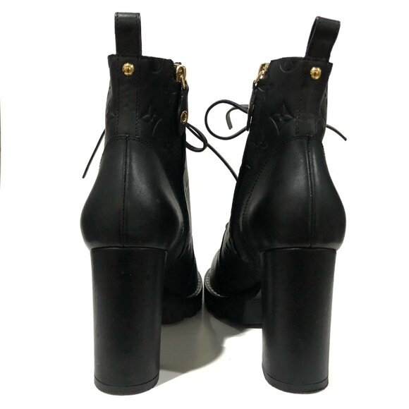 Rare & Auth Louis Vuitton Star Trail Ankle Boots Leather Black On Black Monogram - Picture 6 of 13